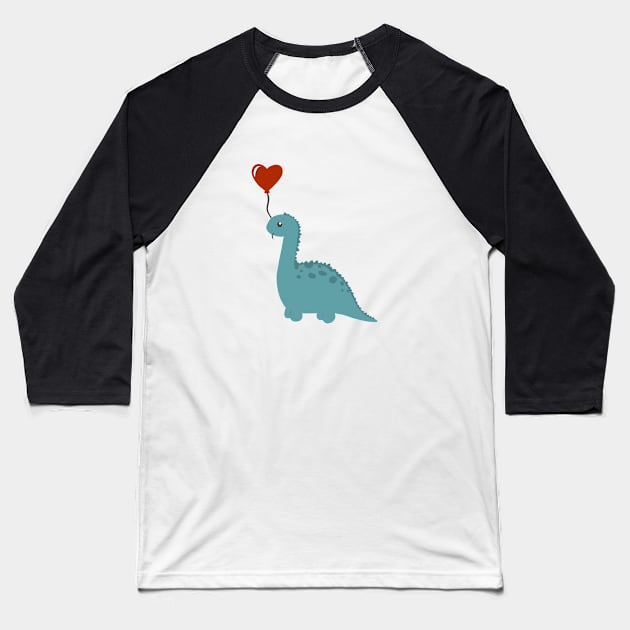 Dino Love Baseball T-Shirt by Tilly-Scribbles